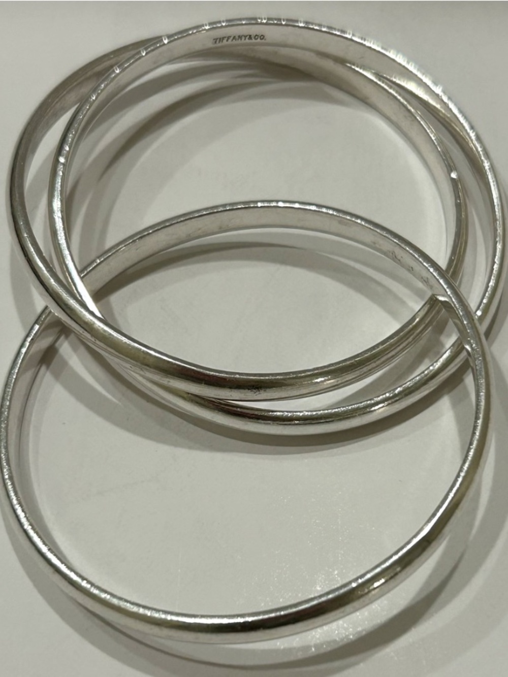 Tiffany & Co. Sterling Silver Triple Interlocking Bangle Bracelet